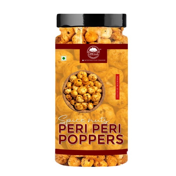 Spice Nuts peri peri makhana in bowl with chili garnish
