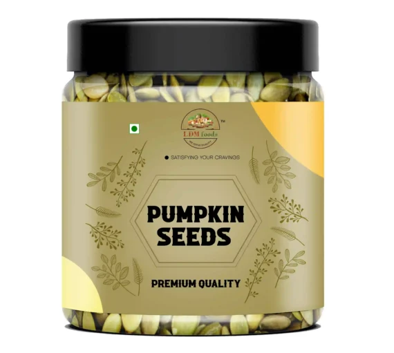 Organic protein pumpkin seeds in kraft bag