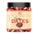 Plump seedless medjool dates in basket