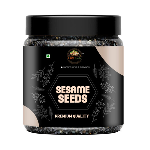 Calcium-rich unhulled sesame seeds close-up